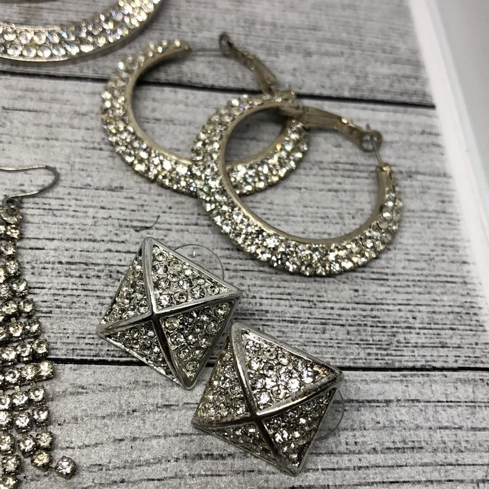 Bundle lot 7 dazzling rhinestone glam earrings statement variety